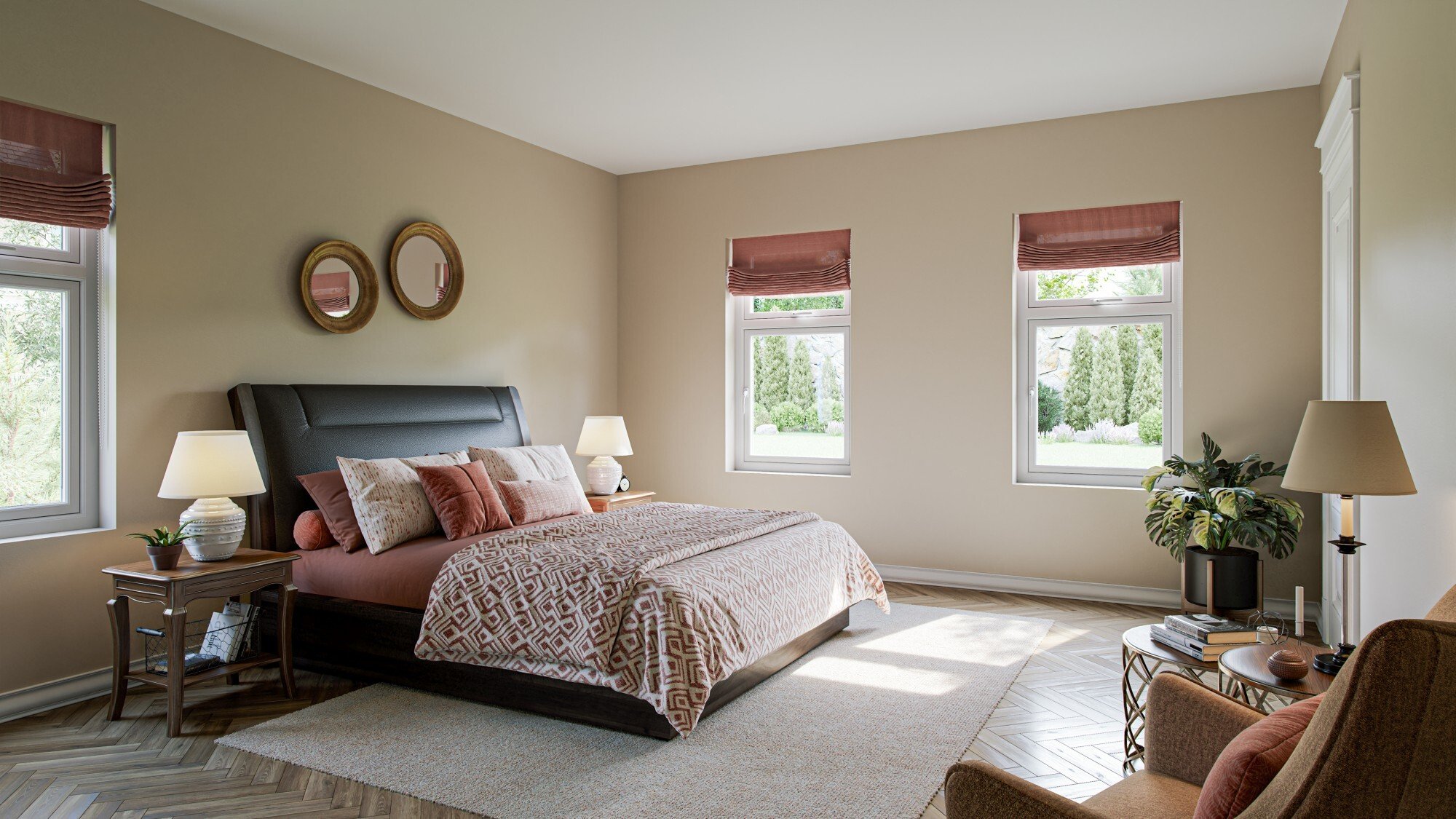 Bedroom 2 Flush with Sculptured Profile-low