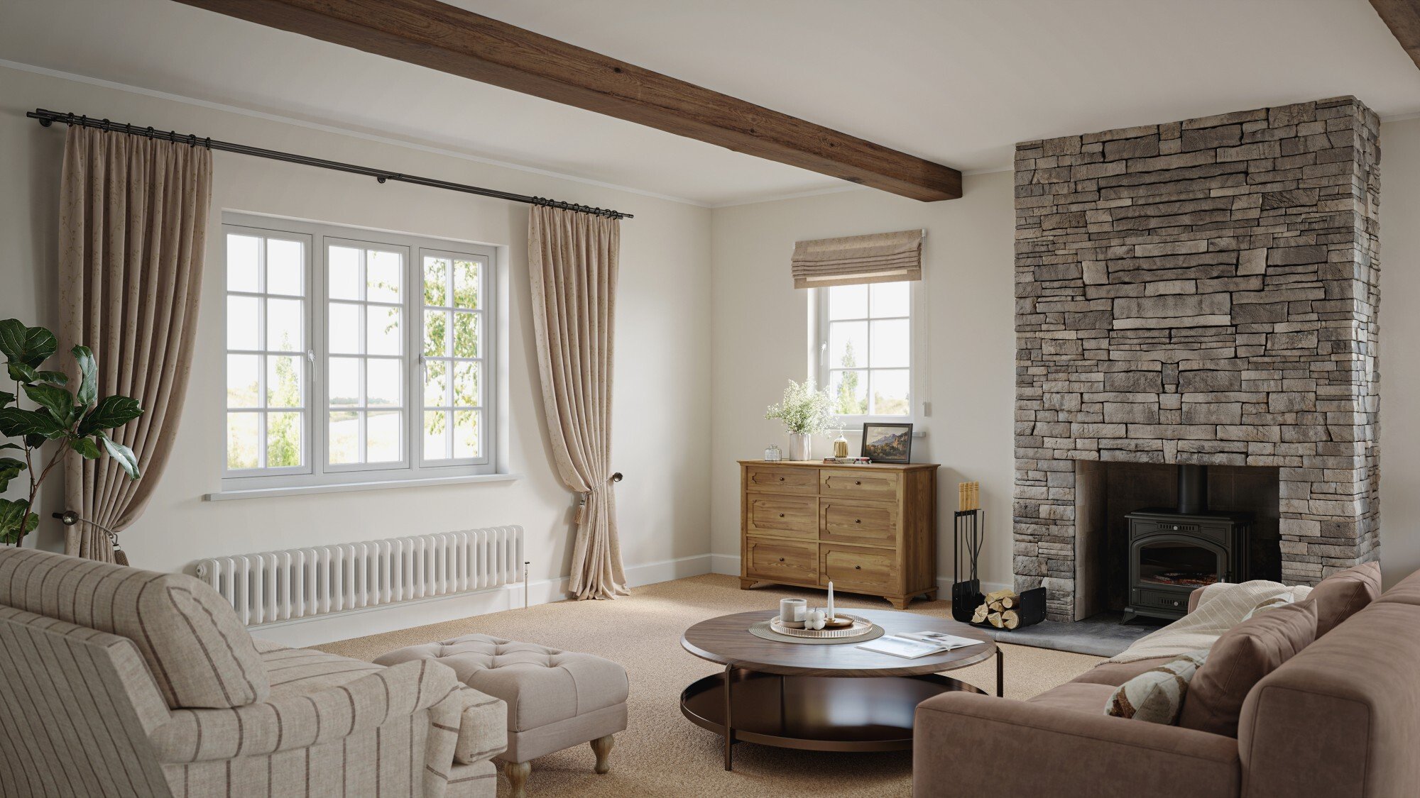 Living room 2 Flush with Sculptured Profiles-low